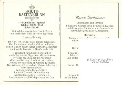 AK / Ansichtskarte Gmund_Tegernsee Gut Kaltenbrunn Hotel Restaurant Festsaal Gmund Tegernsee