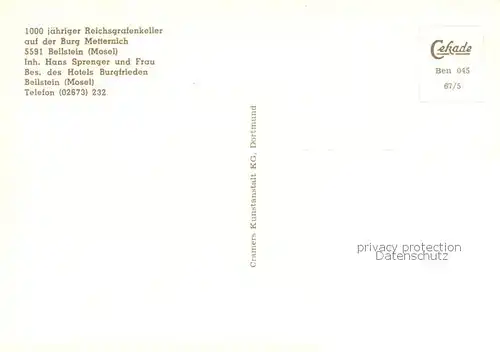 AK / Ansichtskarte Beilstein_Mosel 1000jaehriger Reichsgrafenkeller auf der Burg Metternich Beilstein_Mosel