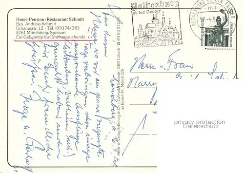 AK / Ansichtskarte Moenchberg_Spessart Hotel Schmitt pP Moenchberg Spessart
