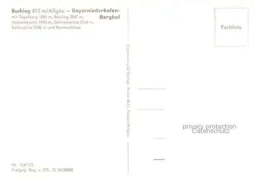 AK / Ansichtskarte Buching Bayerniederhofen Berghof mit Tegelberg und Saeuling Fliegeraufnahme Buching