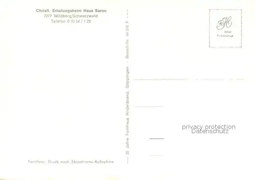 AK / Ansichtskarte Wildberg_Schwarzwald Christl Erholungsheim Haus Saron Wildberg Schwarzwald