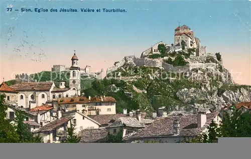 AK / Ansichtskarte Sion__Sitten_Seduno_VS Eglise des Jesuites Valere et Tourbillon 