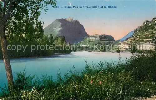 AK / Ansichtskarte Sion__Sitten_Seduno_VS Vue sur Tourbillon et la Rhone 