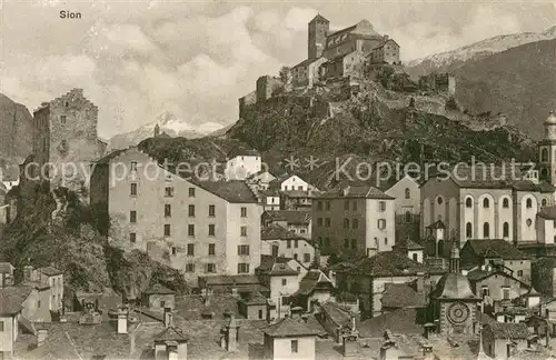 AK / Ansichtskarte Sion__Sitten_Seduno_VS Le Chateau de Valere et l Eglise 