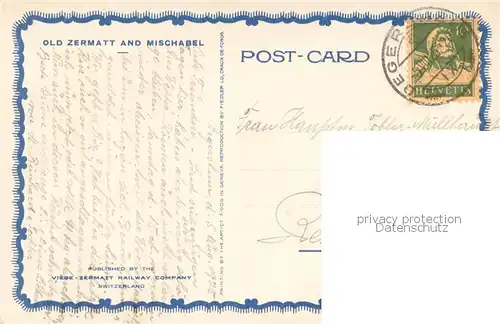 AK / Ansichtskarte Zermatt_VS Old Zermatt and Mischabel Zermatt_VS
