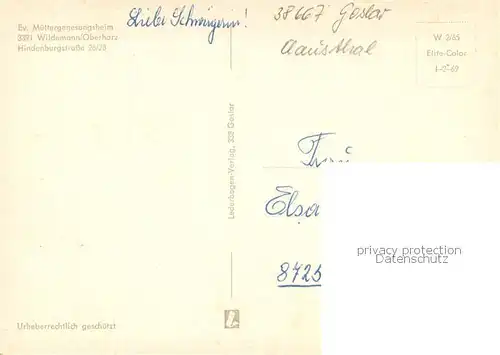 AK / Ansichtskarte Wildemann Ev. Muettergenesungsheim Ortsansicht Wildemann