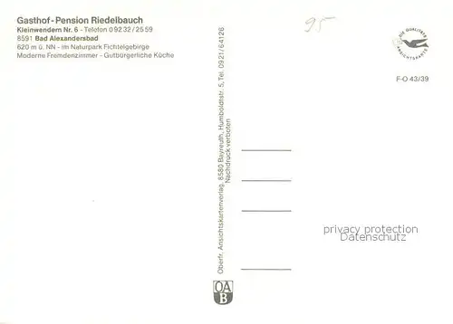 AK / Ansichtskarte Bad_Alexandersbad Gasthof Pension Riedelbauch Bad_Alexandersbad