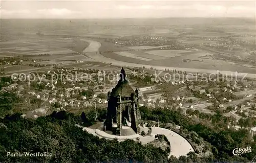 AK / Ansichtskarte Porta_Westfalica Kaiser Wilhelm Denkmal Fliegeraufnahme Porta_Westfalica