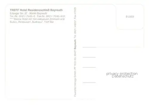 AK / Ansichtskarte Bayreuth Treff Hotel Residenzschloss Details Bayreuth