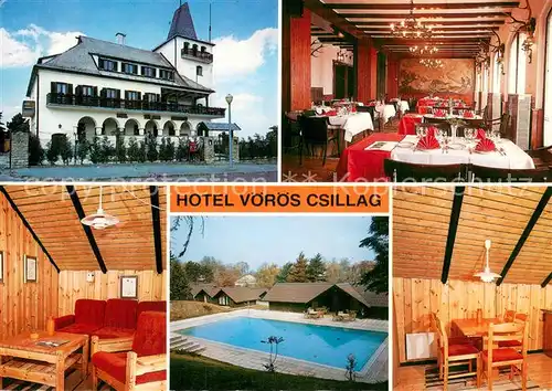 AK / Ansichtskarte Csillaghegyi_Budapest Hotel und Feriendorf Voeroes Scillag Gastraeume Freibad 
