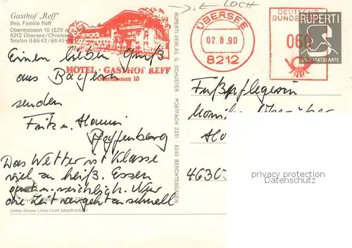 AK / Ansichtskarte uebersee_Chiemsee Gasthof Reff 