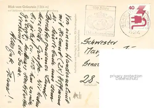 AK / Ansichtskarte Schoenau_Berchtesgaden Blick vom Gruenstein mit Untersberg Schoenau Berchtesgaden