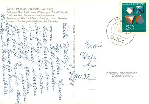 AK / Ansichtskarte Hemhof_Oberbayern Cafe Pension Seeblick Gut Foerg Gastraum Chiemsee Hemhof Oberbayern