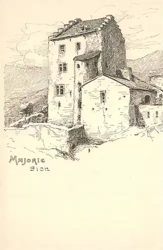 AK / Ansichtskarte Sion__Sitten_Seduno_VS Majoric Zeichnung 