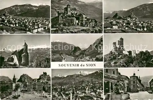 AK / Ansichtskarte Sion__Sitten_Seduno_VS Vue partielle Le Chateau LEglise Poste Militaire 