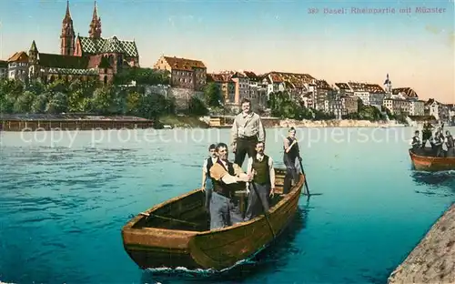 AK / Ansichtskarte Basel_BS Rheinpartie mit Muenster Basel_BS