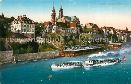 AK / Ansichtskarte Basel_BS Rheinpartie Muenster mit Pfalz Basel_BS