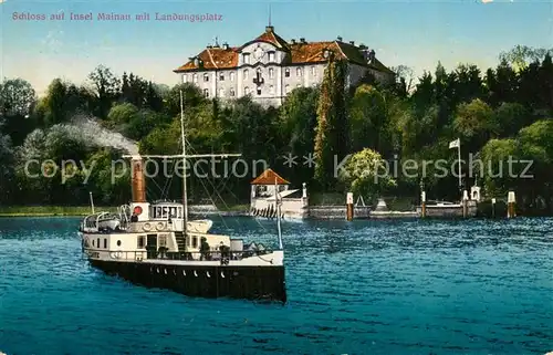 AK / Ansichtskarte Insel_Mainau Schloss und Dampfer mit Landungsplatz Insel Mainau