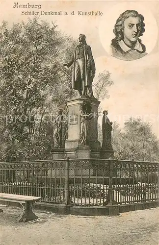 AK / Ansichtskarte Hamburg Schiller Denkmal bei der Kunsthalle Hamburg