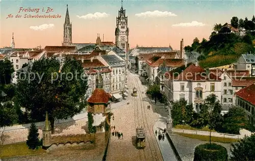 AK / Ansichtskarte Freiburg_Breisgau An der Schwabentorbruecke Freiburg Breisgau