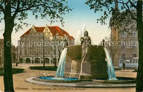 AK / Ansichtskarte Muenchen Nonnenbrunnen und Grand Hotel Bellevue Muenchen