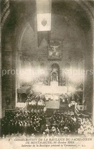 AK / Ansichtskarte Montmartre_Paris Consecration de la Basilique du Sacre Coeur de Montmartre 1919 Interieur de la Basilique pendant la Ceremonie Montmartre Paris