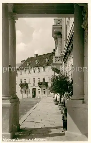 AK / Ansichtskarte Marienbad_Tschechien_Boehmen Durchblick z. Goethehaus Marienbad_Tschechien