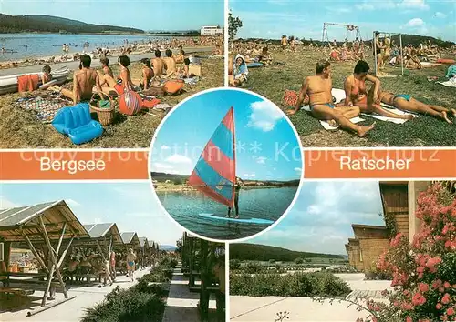 AK / Ansichtskarte Schleusingen Erholungsgebiet Bergsee Ratscher Strand Spielplatz Bungalows Schleusingen