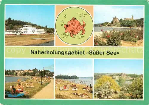 AK / Ansichtskarte Seeburg_Eisleben Naherholungsgebiet Suesser See Teilansichten Strandpartien Seeburg_Eisleben