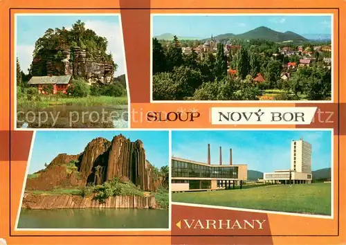 AK / Ansichtskarte Sloup_v_Cechach Novy Bor Varhany Skalni hrad Sloup Celkovy pohled na Novy Bor Skalni utvar Varhany Borske sklo Sloup_v_Cechach