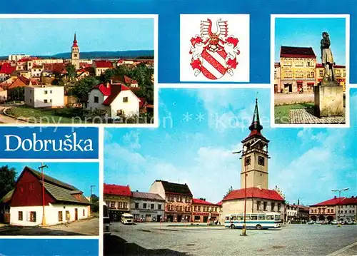 AK / Ansichtskarte Dobruska_Gutenfeld_CZ Celkovy pohled Rodny domk FL Veka Namesti s renesancni radnici Vekuv pomnik a dum kde mel FL Vek kram 