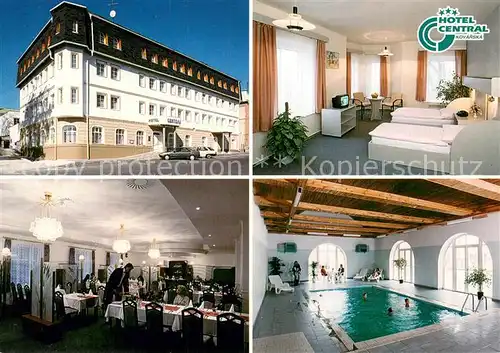AK / Ansichtskarte Kovarska_CZ Hotel Central Speisesaal Gastzimmer Hallenbad 