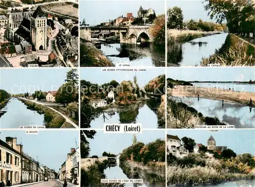 AK / Ansichtskarte Checy Eglise Le Canal Les Bords Pecheurs au bord de la Loire Le Bourg Jolie bords de lEau du Loiret Checy