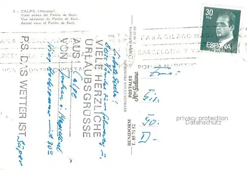AK / Ansichtskarte Calpe_Alicante_ES Vista aerea del Penon de Ifach 
