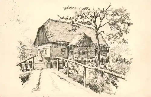 AK / Ansichtskarte Hronov_Hronow_CZ Dvur Zeichnung Haus Aussenansicht 