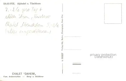 AK / Ansichtskarte Saas Fee Alphubel u. Taeschhorn Saas Fee