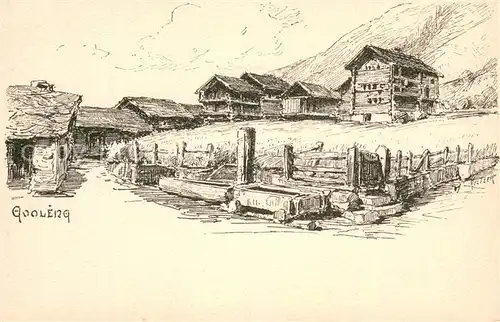 AK / Ansichtskarte Evolene_VS Dorf Ansicht Kuenstlerkarte 