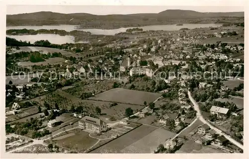 AK / Ansichtskarte Murnau_Staffelsee Fliegeraufnahme Panorama m. Staffelsee Murnau_Staffelsee