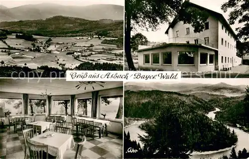 AK / Ansichtskarte Asbach_Teisnach Panorama u. Berggasthof Pension Asbach Teilansichten 