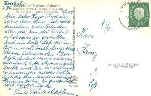 AK / Ansichtskarte Asbach_Teisnach Panorama u. Berggasthof Pension Asbach Teilansichten 