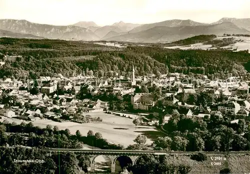 AK / Ansichtskarte Traunstein_Oberbayern Gesamtansicht mit Alpenpanorama Traunstein_Oberbayern