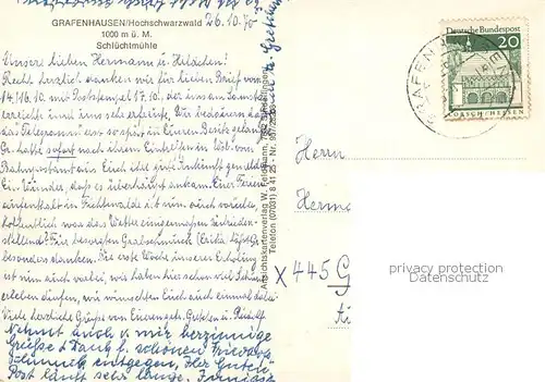 AK / Ansichtskarte Grafenhausen_Schwarzwald Schluchtmuehle Hotel Restaurant Grafenhausen Schwarzwald