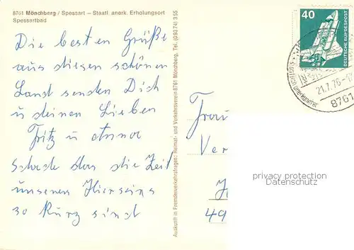 AK / Ansichtskarte Moenchberg_Spessart Spessartbad Freibad Erholungsort Moenchberg Spessart