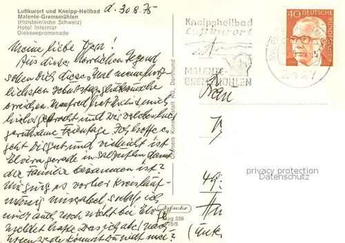 AK / Ansichtskarte Malente Gremsmuehlen Hotel Intermar Diekseepromenade Luftkurort Kneipp Heilbad Malente Gremsmuehlen