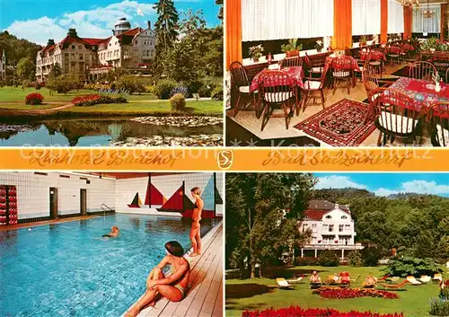 AK / Ansichtskarte Bad_Salzschlirf Kurhotel Badehof Parkanlagen Teich Restaurant Hallenbad Bad_Salzschlirf