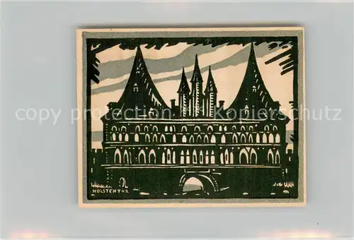 AK / Ansichtskarte Luebeck Holstentor 50 Pf Schein Luebeck