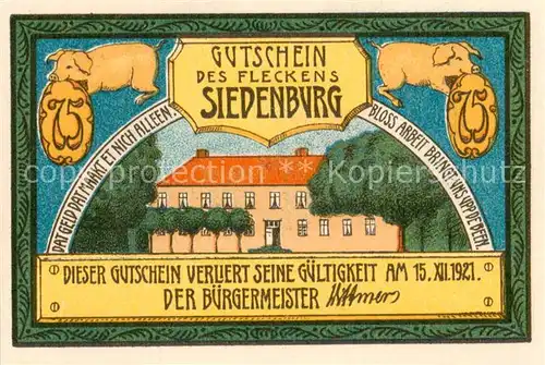 AK / Ansichtskarte Siedenburg 75 Pf Gutschein des Fleckens Siedenburg Siedenburg