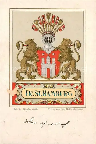AK / Ansichtskarte Hamburg Stadtwappen Hamburg