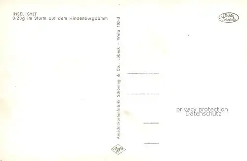 AK / Ansichtskarte Insel_Sylt D_Zug im Sturm auf dem Hindenburgdamm Insel_Sylt