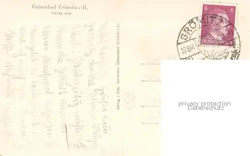 AK / Ansichtskarte Groemitz_Ostseebad Hohes Ufer Groemitz_Ostseebad
